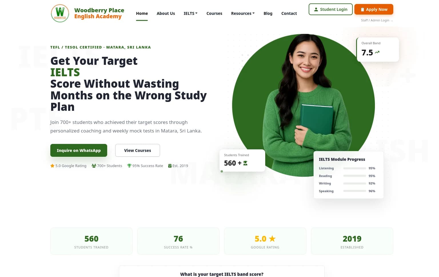 Woodberry Place English Academy website preview